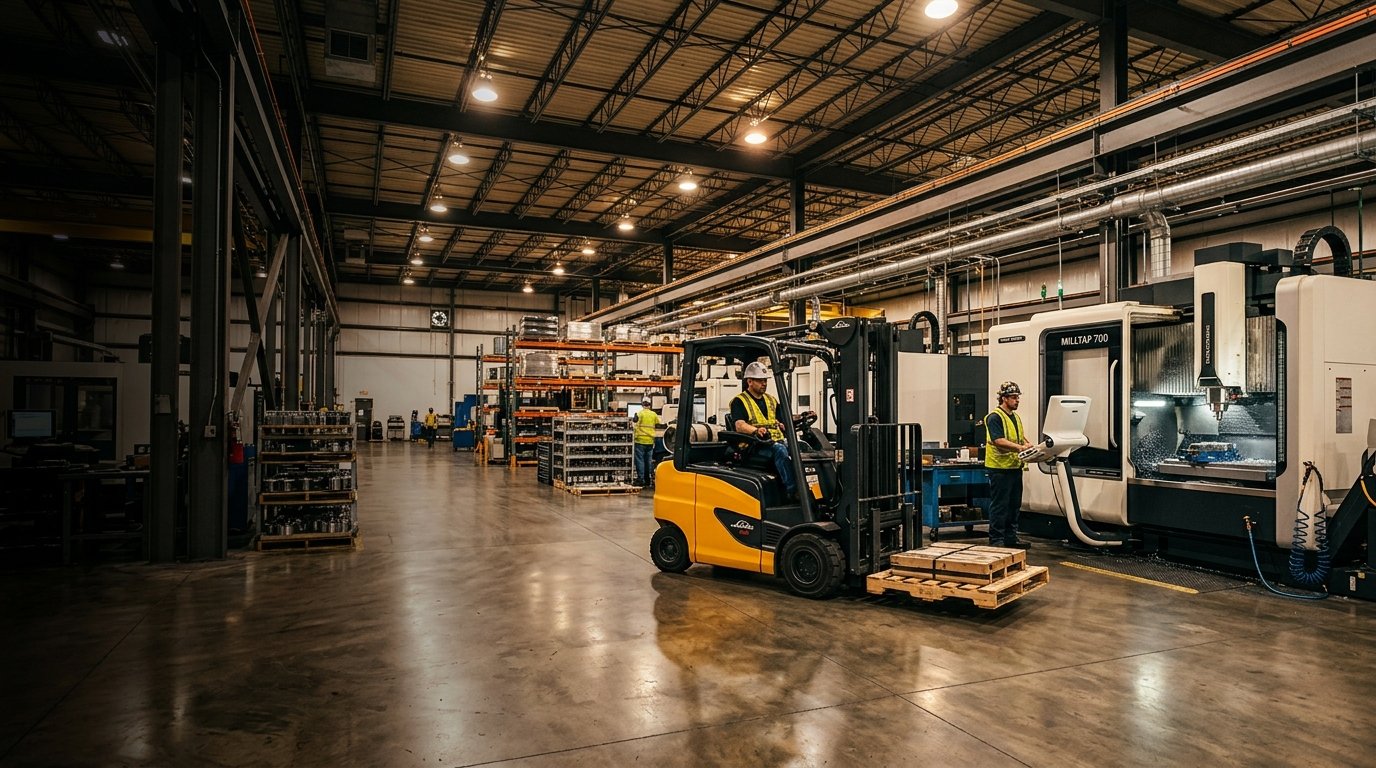 Manufacturing facility with industrial equipment
