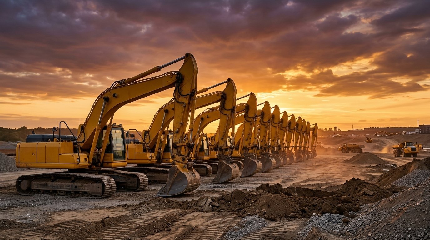 Fleet of construction excavators