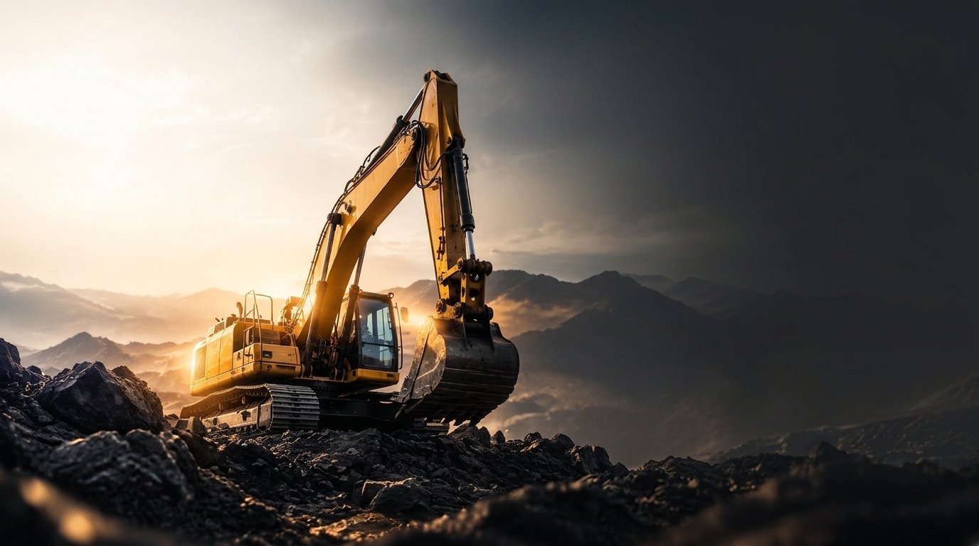 Commercial equipment financing excavator background